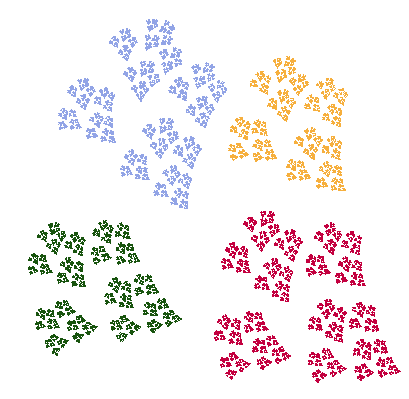 An IFS fractal made from four copies of itself. 